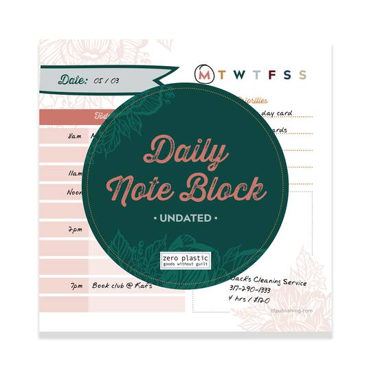 TF Publishing Undated Boho Daily Note Block Desktop